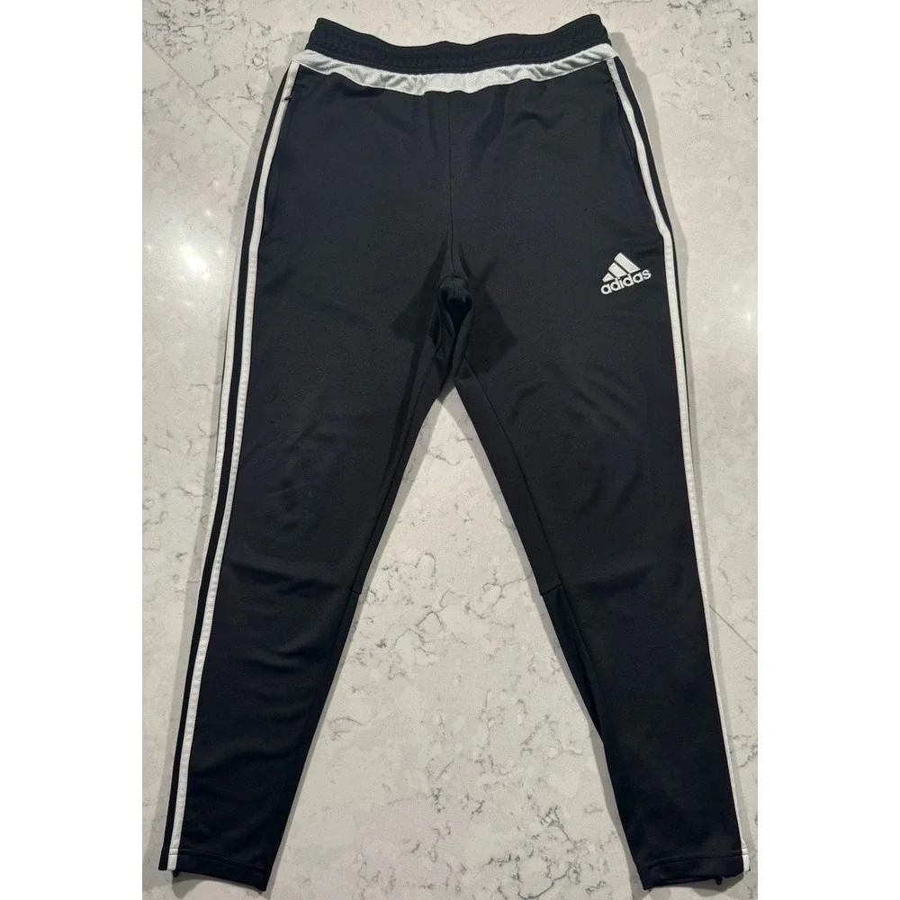 Adidas Track Pants Mens Medium Black Climacool Tapered 3 Stripe Zip Ankle